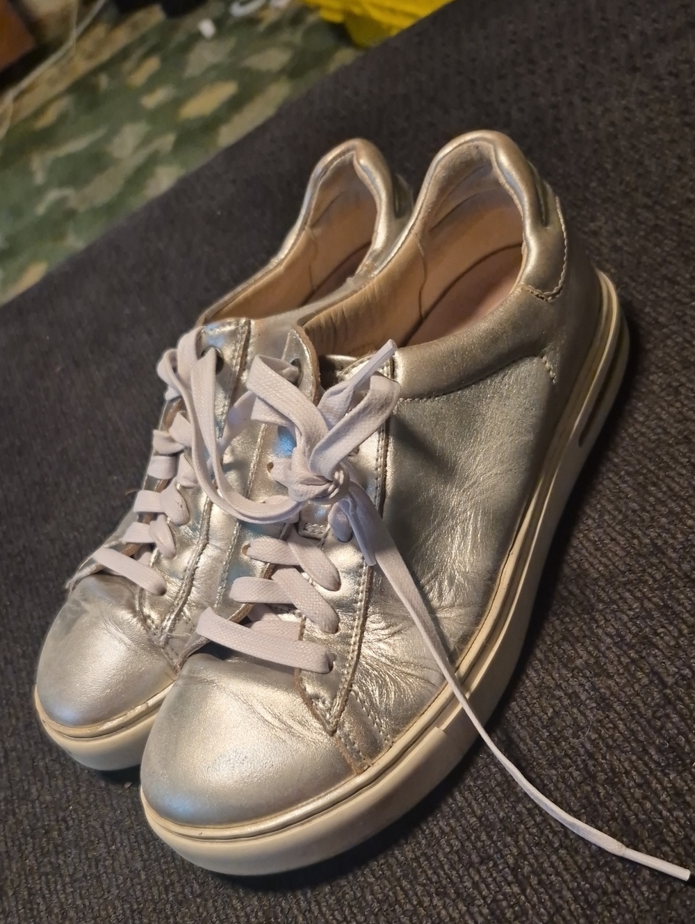 Birkenstock Metallic Silver Low-Top Sneakers